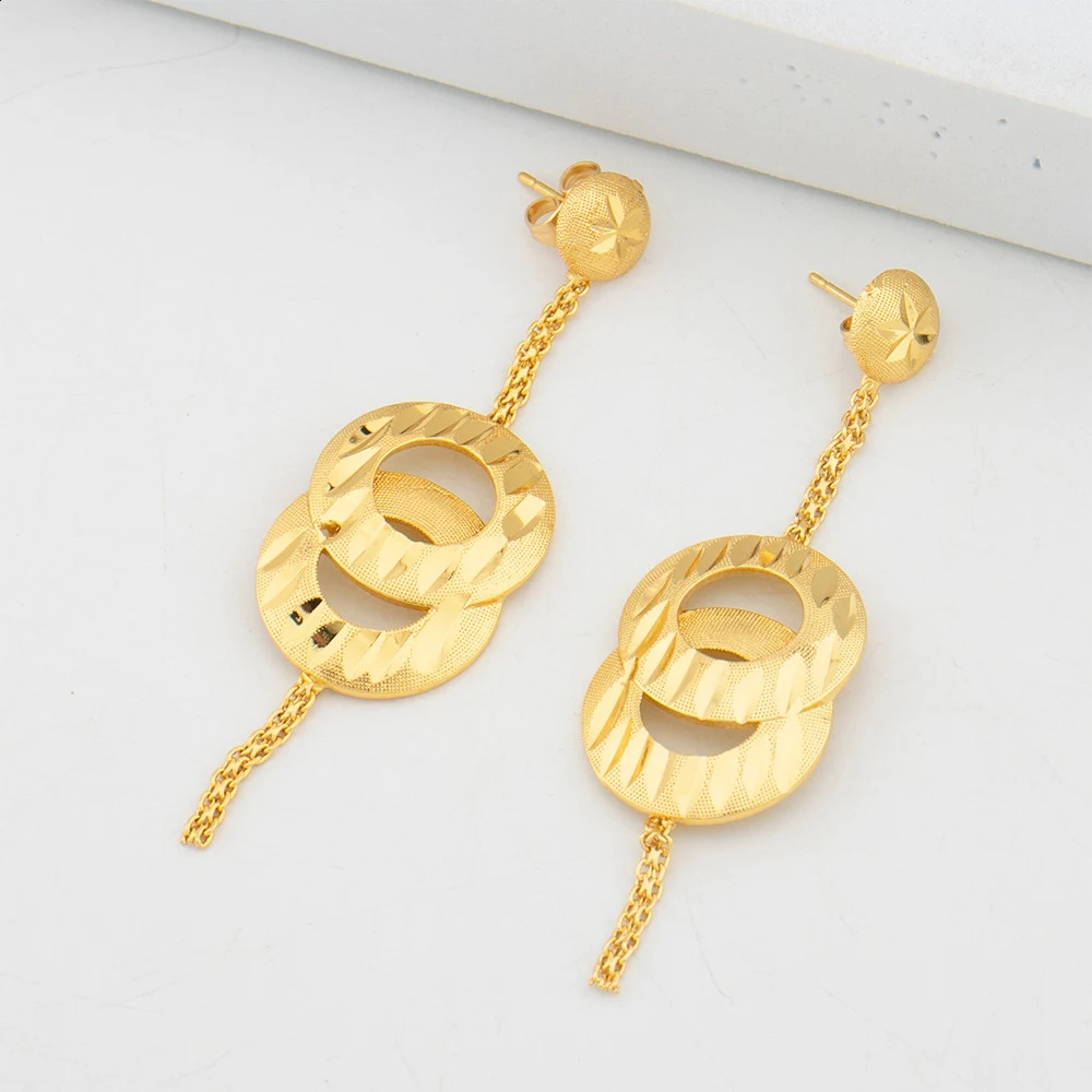 Dubai Necklace Earrings Sets African Gold Color Fashion Jewelry Weddings Party Ethiopian y Jewellery For Women 241226