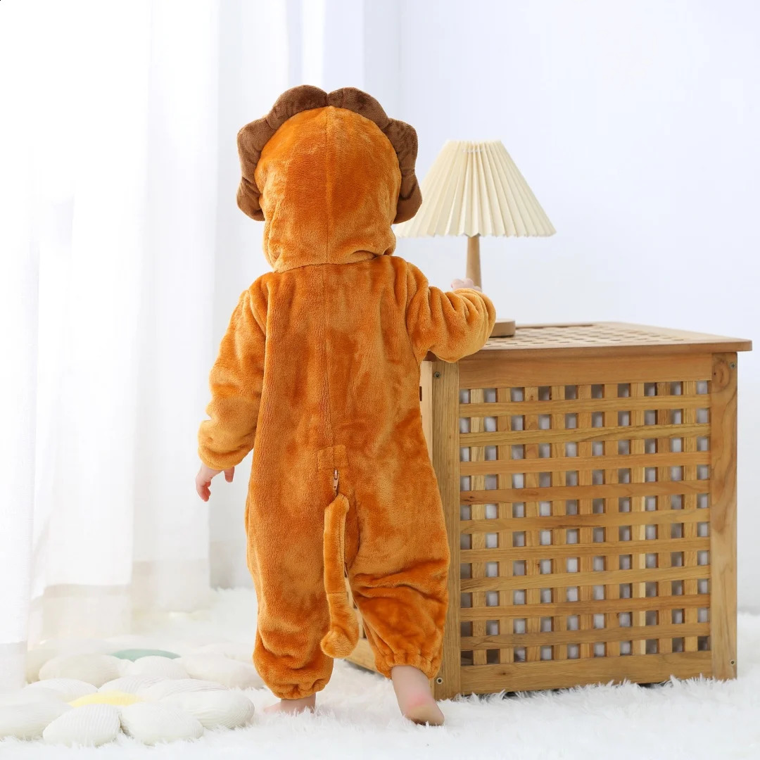 born Baby Cute Lion Unicorn Animal Cartoon Romper Clothes Pajamas Long Sleeve Hooded Onesies Jumpsuit Infant Boys Costumes 241225