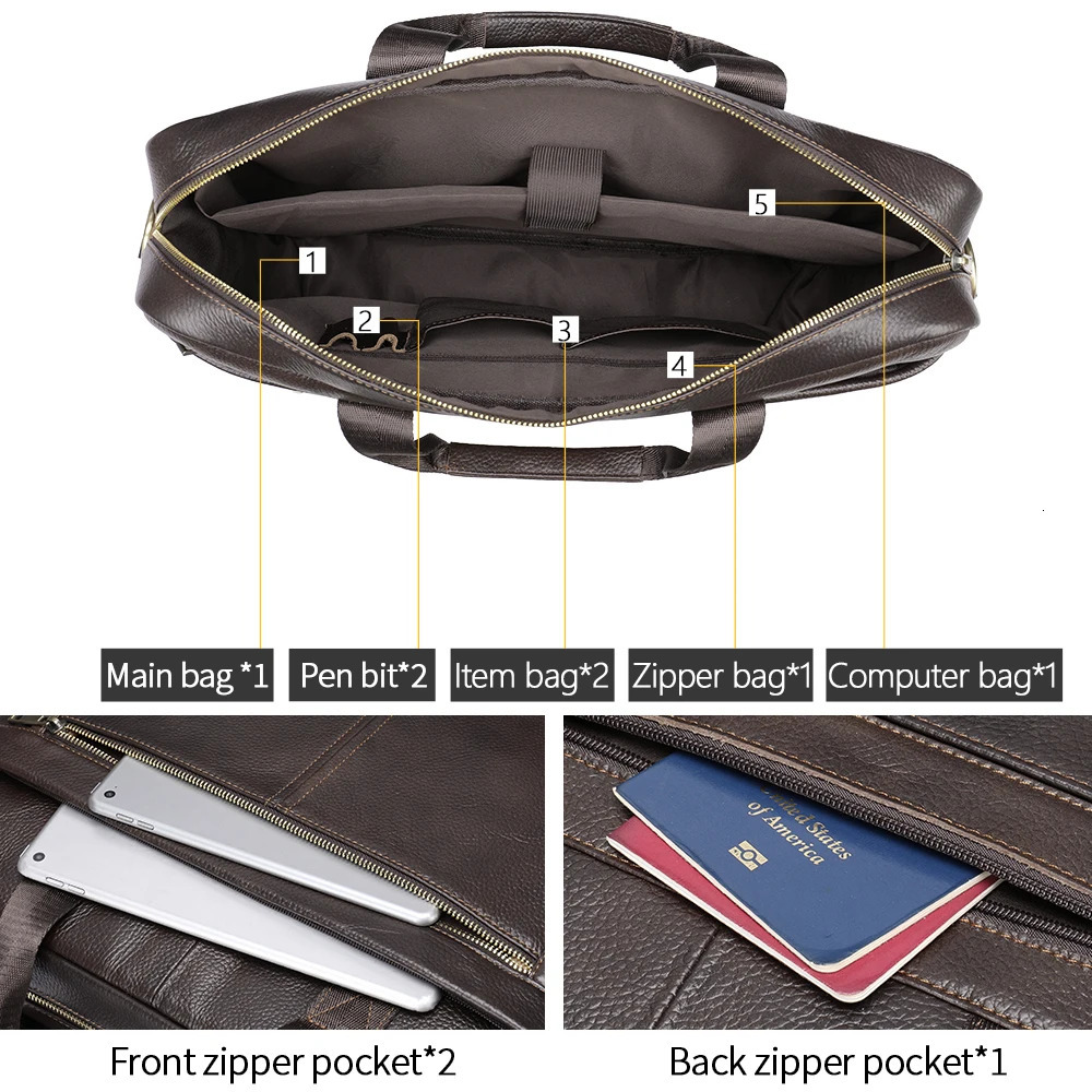 WESTAL 17 Laptop Bag for Men Briefcases Genuine Leather a4 Document Bags Mens Business Bag Leather Men Handbags 5013 241225