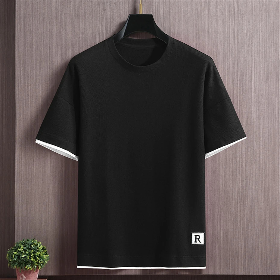 Mens Sets Summer Tracksuit Plus Size 10XL 11XL T-shirts Shorts Suits Male Big Size Summer Suits Black 241224