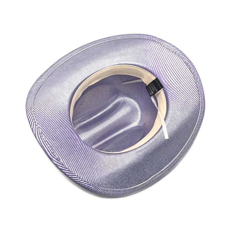 New Womens Purple Cowboy Hat Western Fedora Hat Womens Fashion Striped Cowboy Girl Hat Pink Party Jazz Hat Church Wedding Fedoras W241225