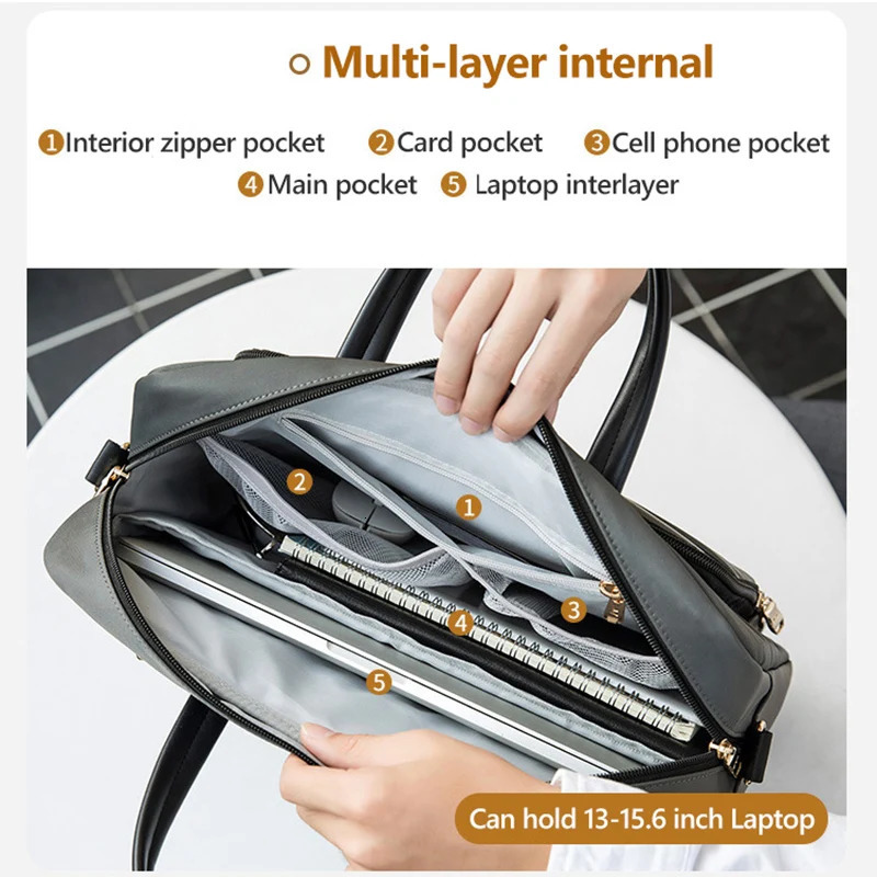Capacity Briefcase Travel 13 14 15.6in Laptop Document Organizer Shoulder Bag Business Ipad Phone Notebook Storage Handbag X133C 241225