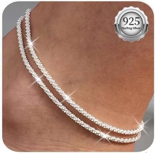 Sterg Sier Ankle Bracelets Women,Gold Dainty Layered Waterproonklet for Women Adjustable, Womens Anklet Set Stackable Plus Size