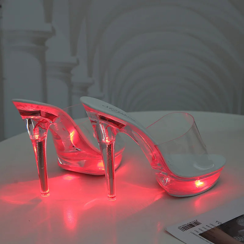Womens Led Illuminated Sandals Clear Heel 13CM LUMINOUS SLIPPERS LFD1099 241225