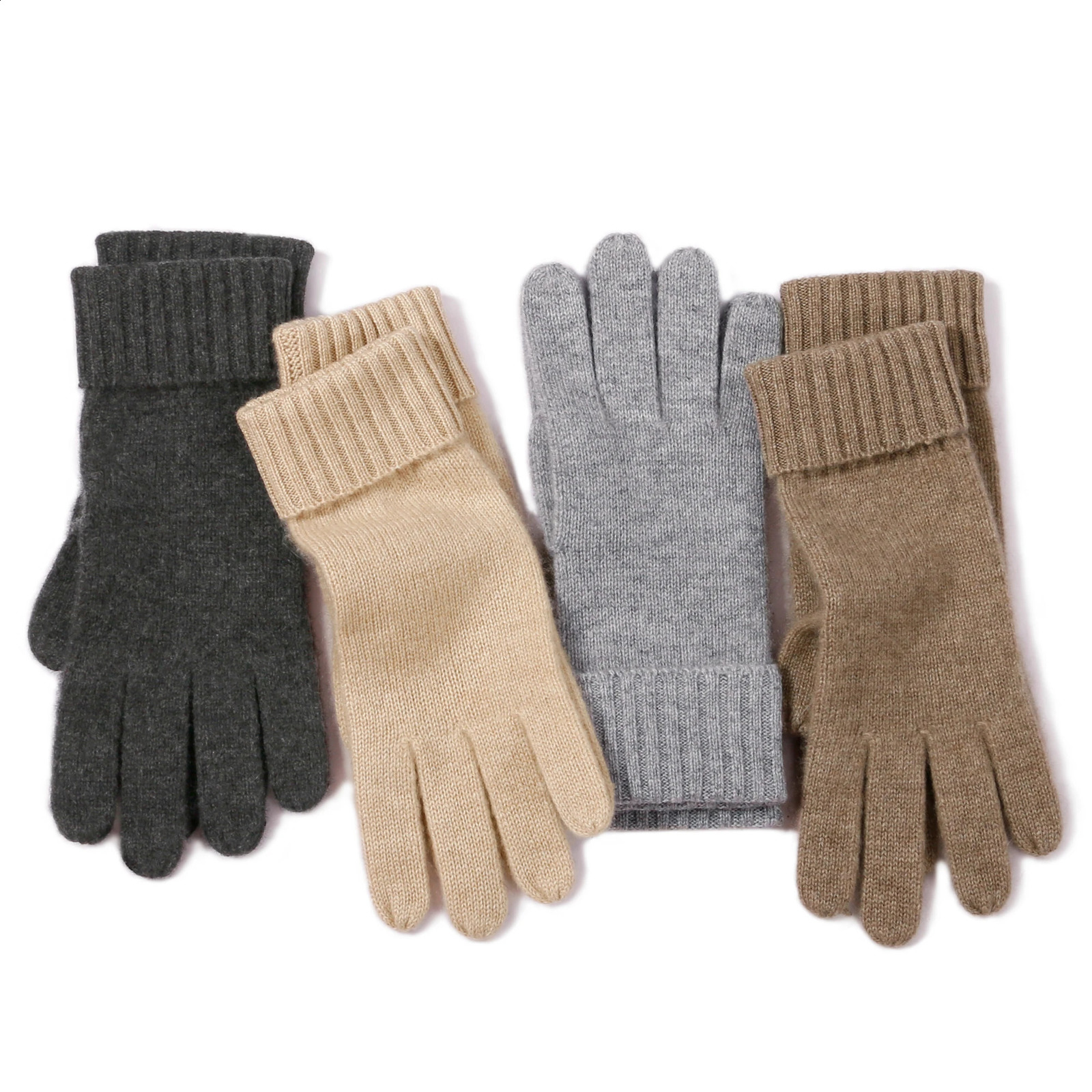 Fimtairah Inner Mongolia 100% pure cashmere gloves womens pure color thick warm five-finger knitted long gloves 241226