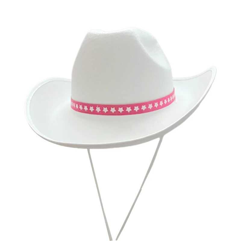 White Hat Costume Accories Western Cowboy Hat Multipurpose Decoration for Kid Girl Costume Cosplay Props Ornament W241225