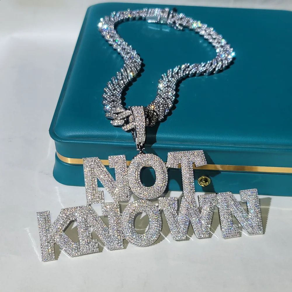 Custom Pave Cubic Zircon Bold Letters Pendant For Men Personalized Name Necklace With Cuban Link Chain Hip Hop Rock Jewelry 241226