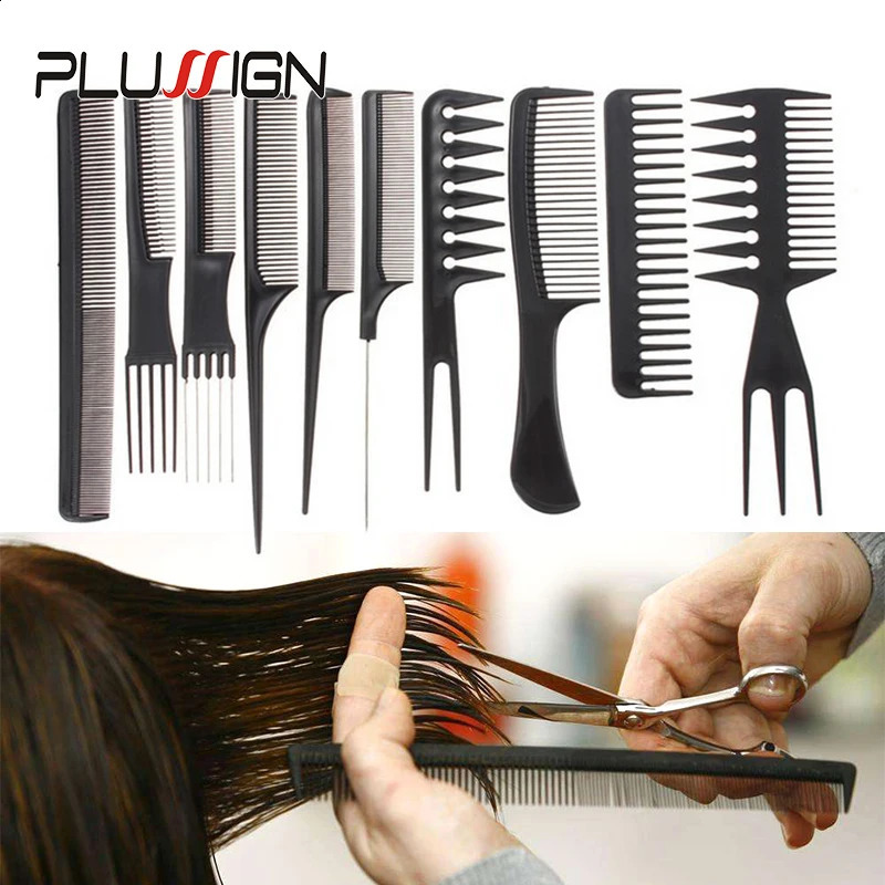 Women Men Hair Brushes Set Static Hairdressing Combs Curly Hair Washing Brush Heat Resistance Fine Tooth Tail Comb 10Pcs 241225