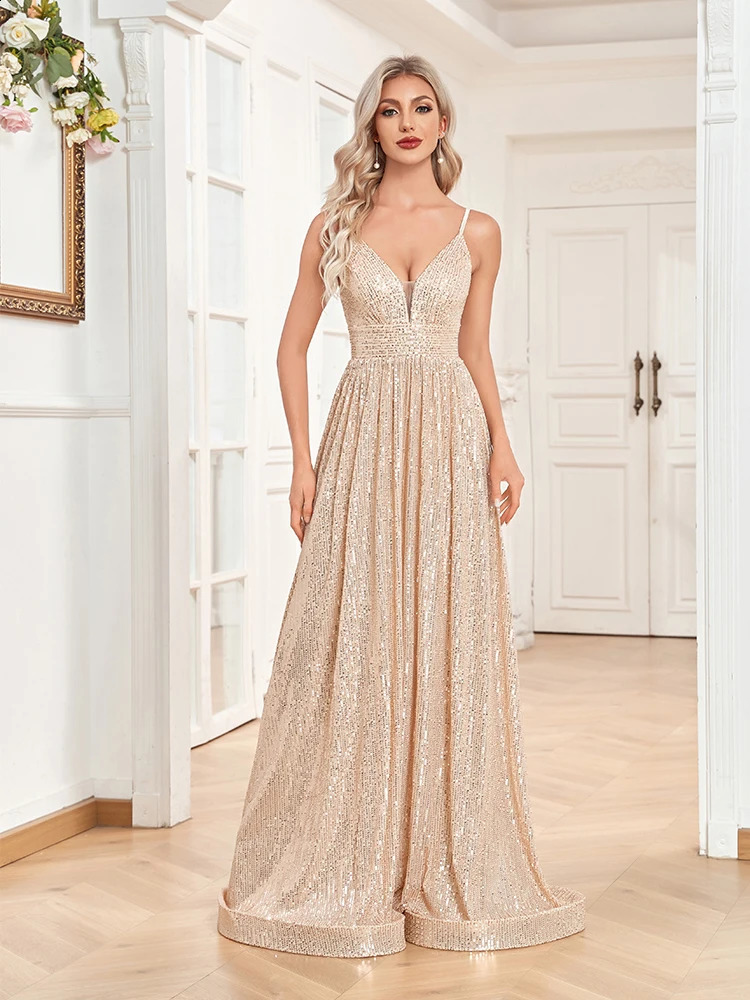 Lucyinlove Elegant Sexy Backless Sequins Evening Dress Long Mermaid Formal Gown Women Wedding Party Dresses Caicktail Prom 241223