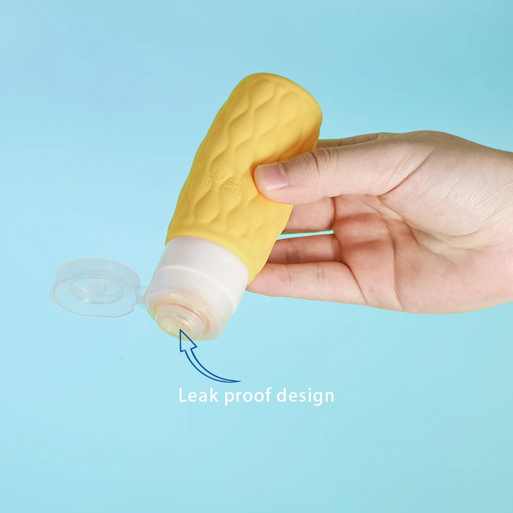 4pcs 100ml Silicone Travel Bottles Set for Toiletries Leak Squeezable for Cosmetic Shampoo Cream Conditioner Lotion Soap 241225