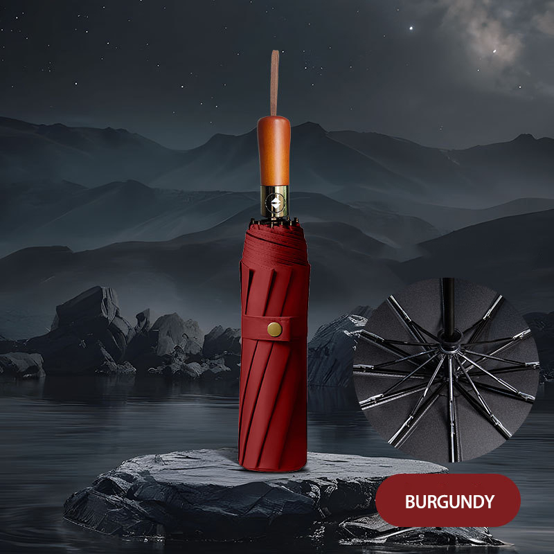 Automatic Advertising Umbrella with Sturdy Wooden Handle Ideal for All Weather Conditions