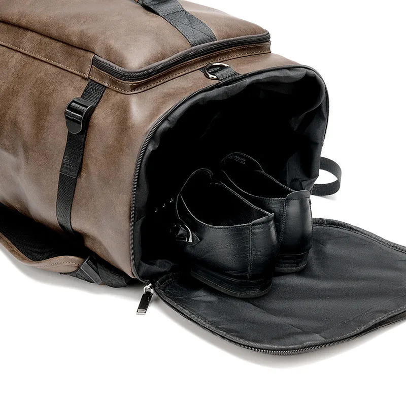 Fashion Waterproof backpack Men Backpack Leather Bookbags Mens PU School Bags Male Functional bags big capacity Men Bag 241225