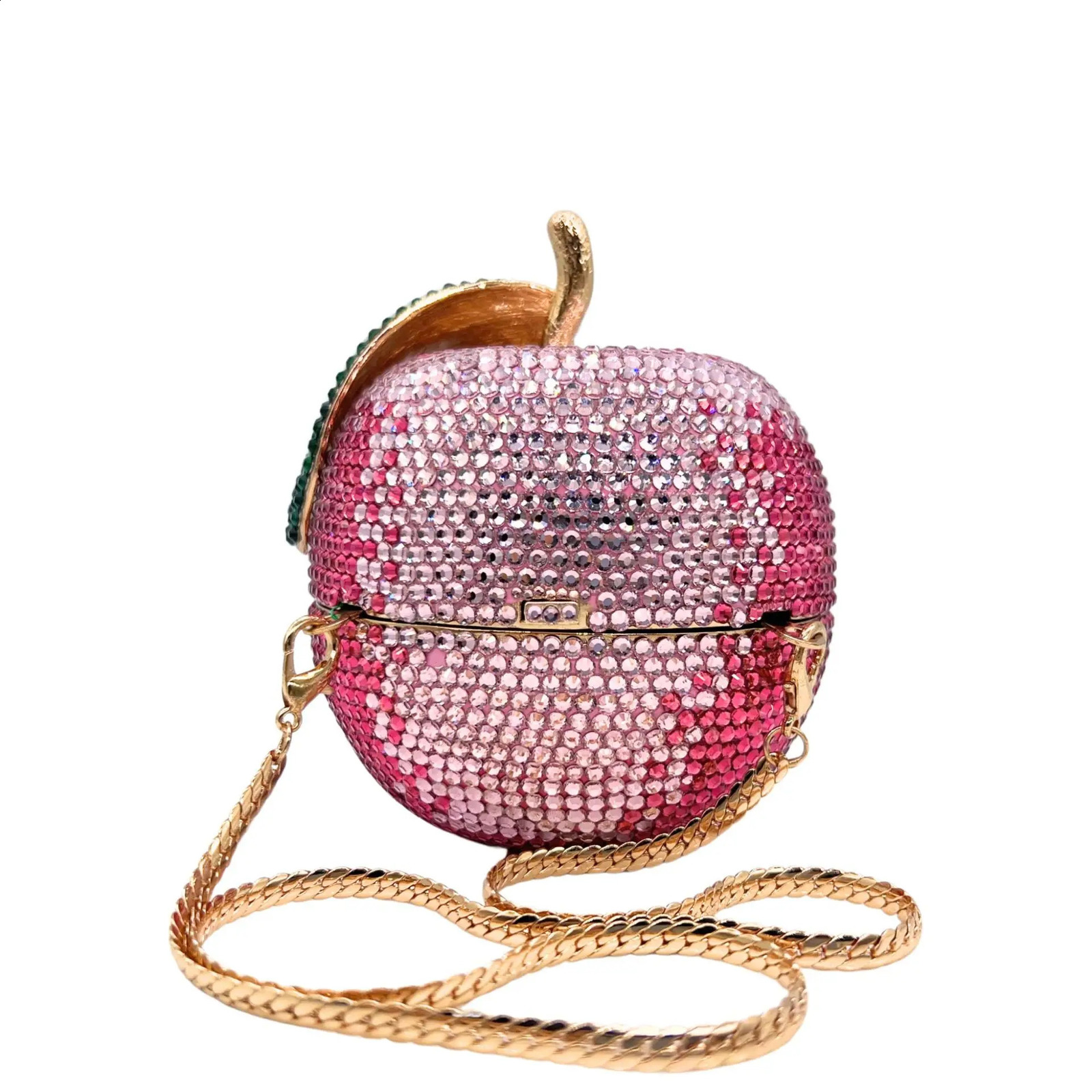 Lady Apple Fruit Crystals Evening Clutch Bags Women Gems Shoulder Bling Diamond Metal Purses Wedding Party Purse Bag 241225