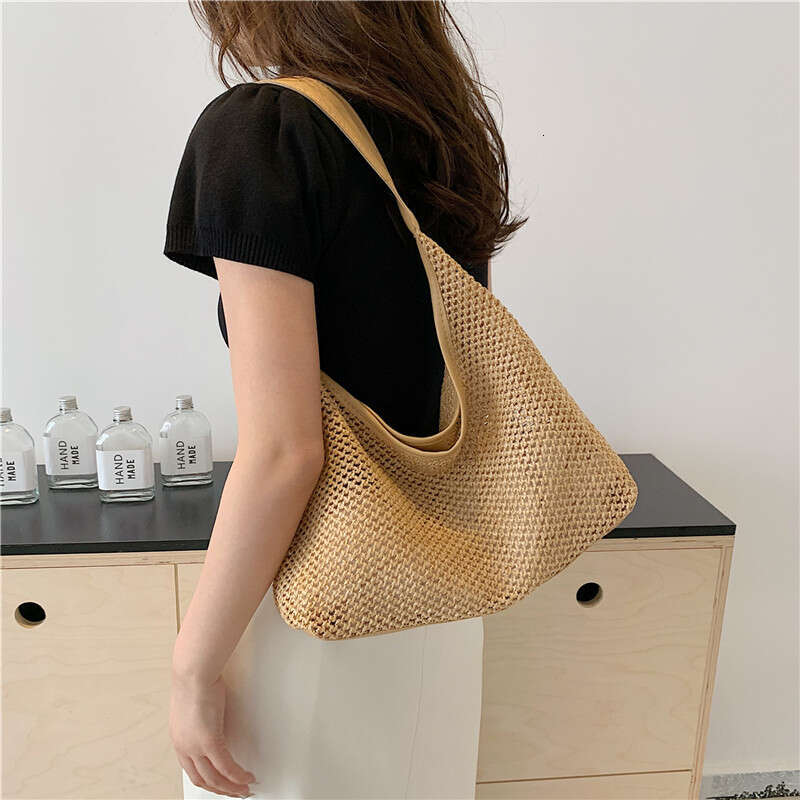 Knitted Large Capacity Fashionable Handbag, Internet Famous Korean In, New Stylish Casual Temperament Tote Bag, Armpit Bag