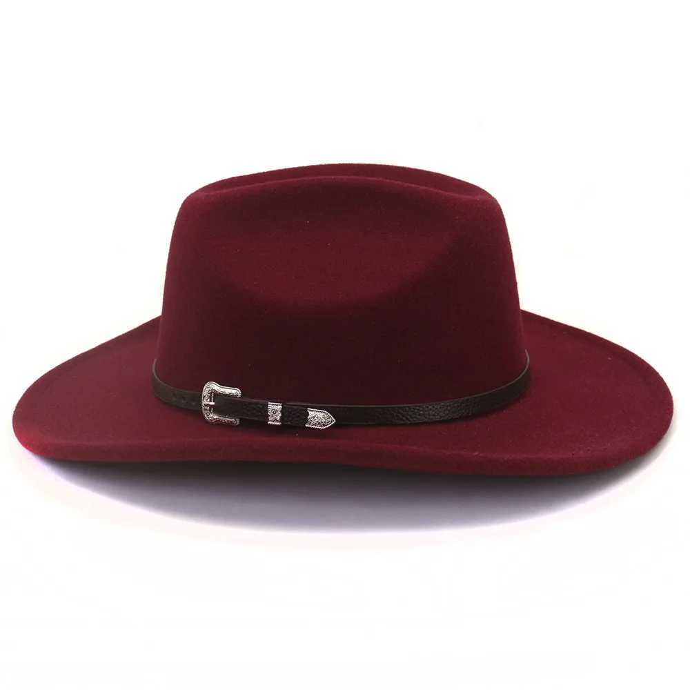 Retro Western Black Belt Cowboy Hat Mens Fedora Hat Womens Jazz Cowboy Girl C Cloche Church Sombrero Hombre Cs W241225
