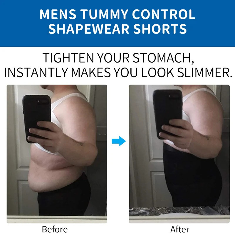 Men Body Shaper Tummy Control Compression Shorts Belly Slimming Shapewear Abdomen Reducer Panties Fitness Boxer Pants Underwear 241225