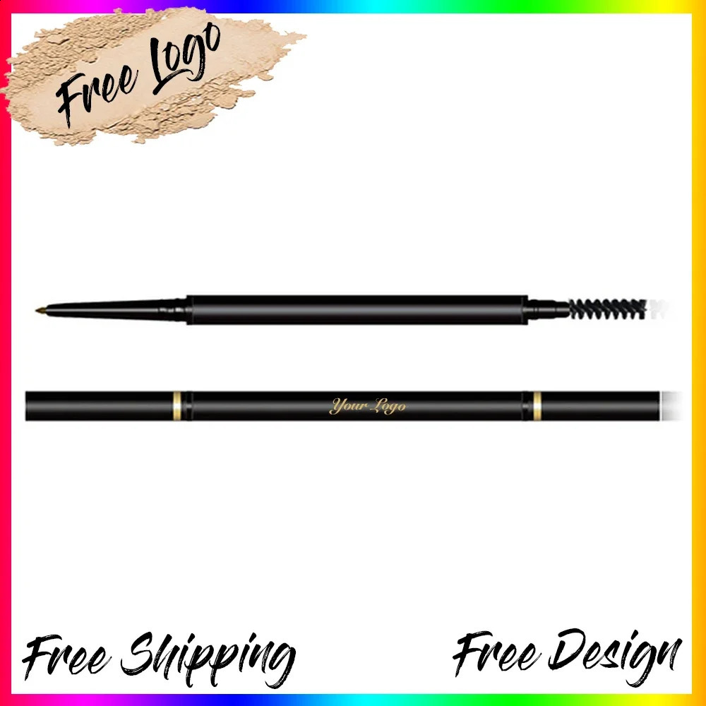 Private Label Eyebrow Pencils for Vegan and Vegetarian Customers 2in1 Ultra Thin Eye Brow Pencil Wholesale Makeup Supplier 241226