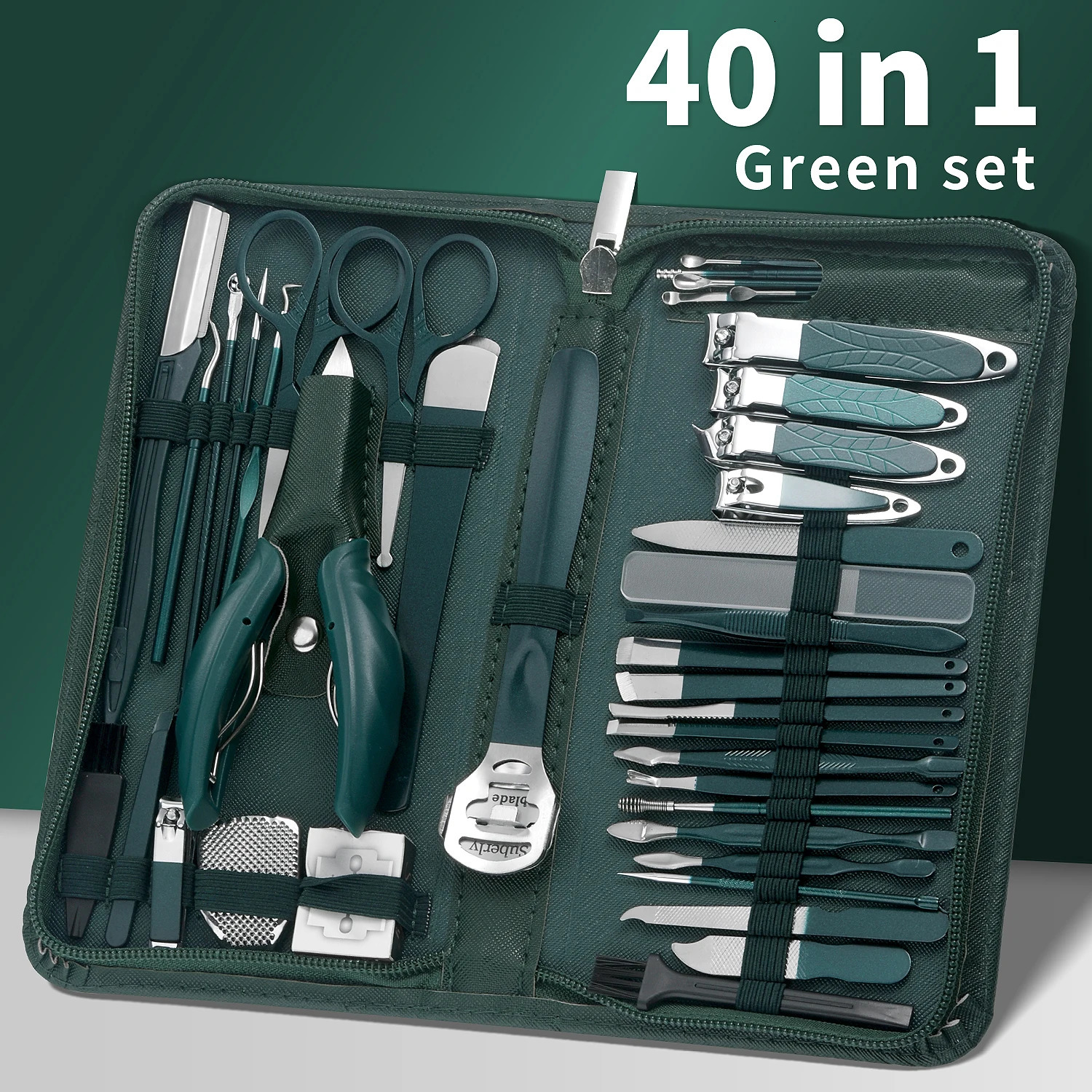 Manicure Set Pedicure Tools Set Nail Grooming Kit for Women Mens 40 in 1Dark Green Nail Manicure Kit Foot Hand Care Kit Nail 241225