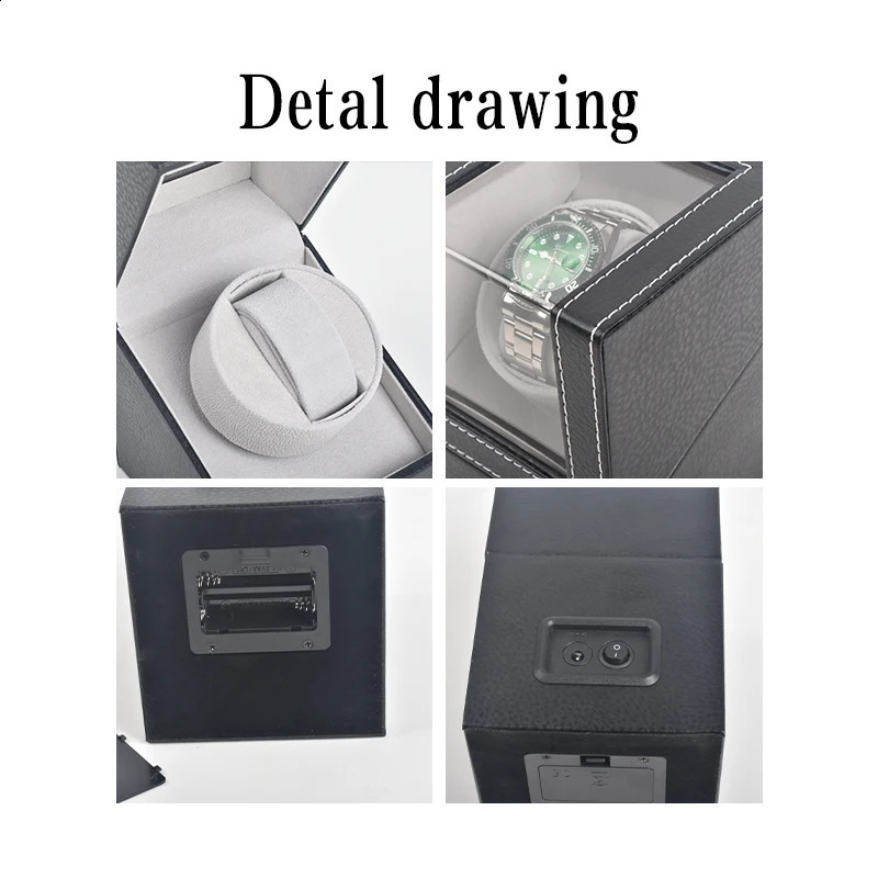Automatic Watch Winder Litchi Pattern Watch Box inside Gray Automatic Winder The Standard of Successful People 241226