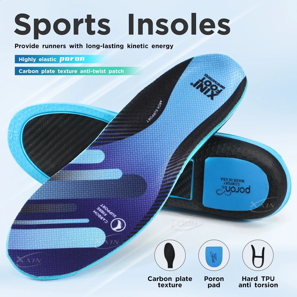 Carbon Fiber Insole Poron Cushioning heel Arch Support Shoe Insoles Pad Running Sport Shoe Insert size 35-48 241226