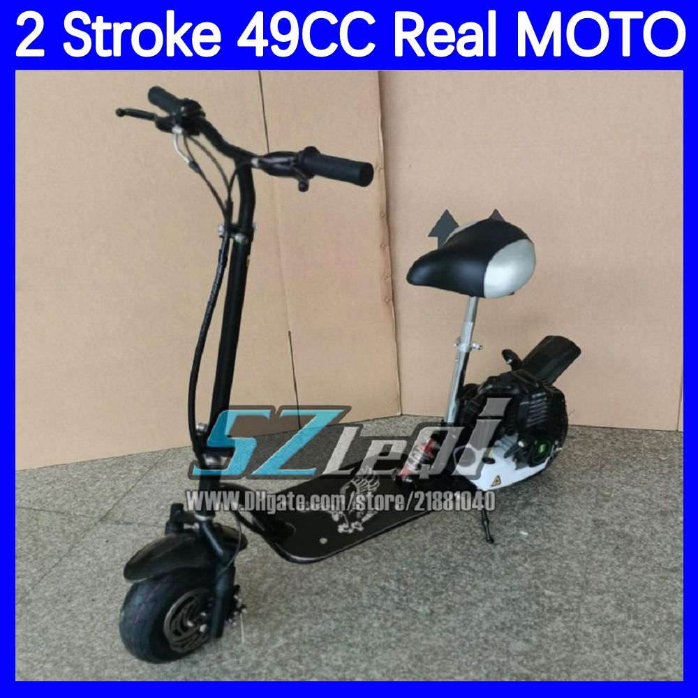 Gas Folding Adult Gasoline Scooter 2 Stroke Black Motorcycle 49CC 50CC Outdoor Sports Competition Racing Game Motorbike Men Women Gas MOTO Bikes Birth