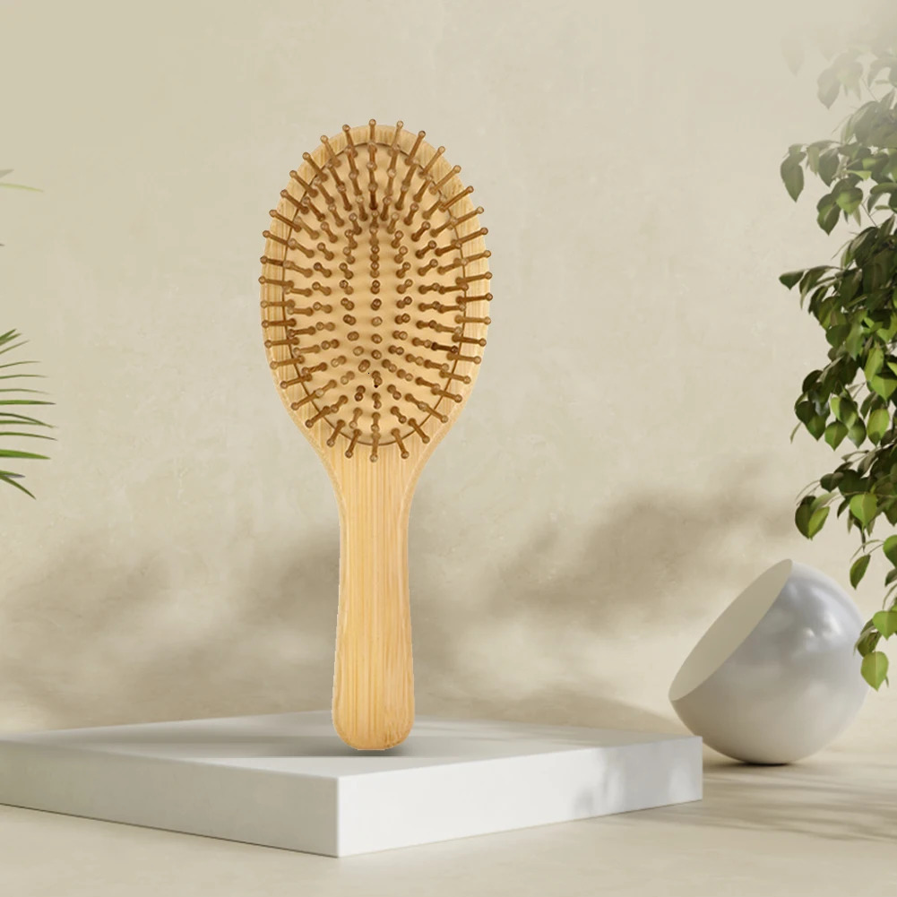 Detangling Hairbrush Bamboo Bristles Detangling Hairbrush Improves Hair Texture Massage Scalp Natural Wooden for All Hair Types 241225