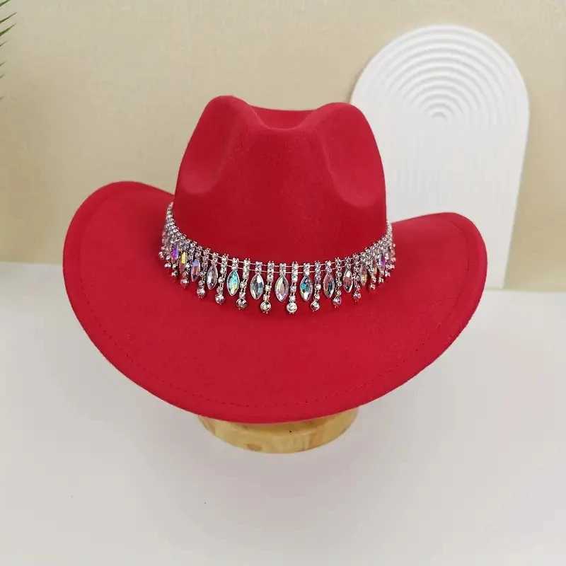 Crystal Cowboy Hat for Disco Cocktail Parties Vacation Women Western Bride Wide Brim Fedora Hat Performance CS W241225