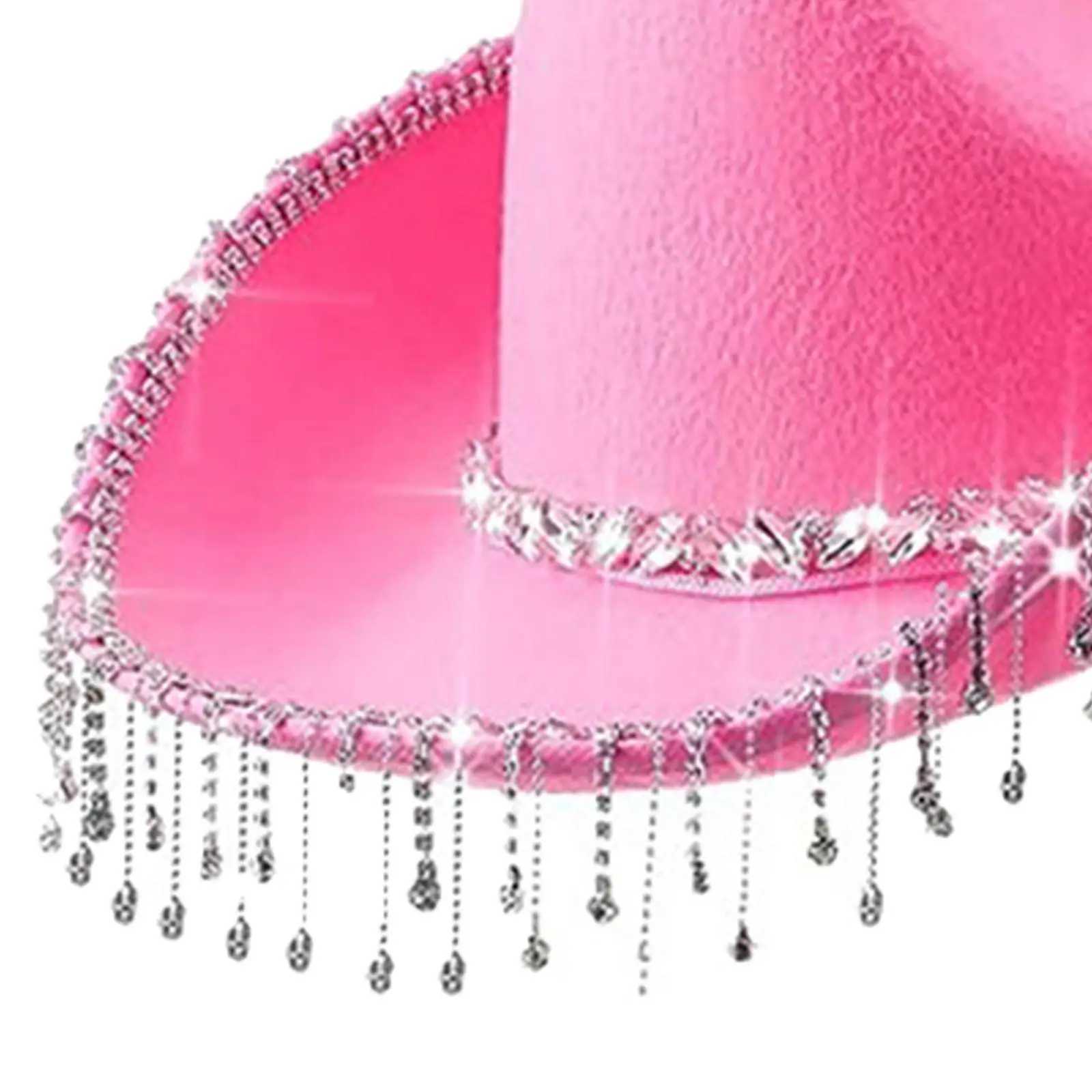 Felt denim hat with shimmering rhinestone edge denim hat strap with edge Bandana shimmering Tassel Halloween cosplay costume props W241225