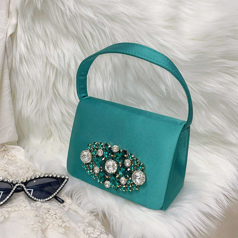 French Style Small Fragrance Socialite Evening Bag Shiny Rhinestones Handbag Small Tote Bag Luxury Hobo Bags 241226