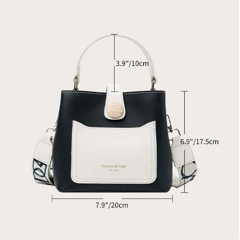 New Fiable PU Ctrasting Color Versatile Magnetic Buckle Zipper WOMENS Shoulder Bag for CommutingXJ241225