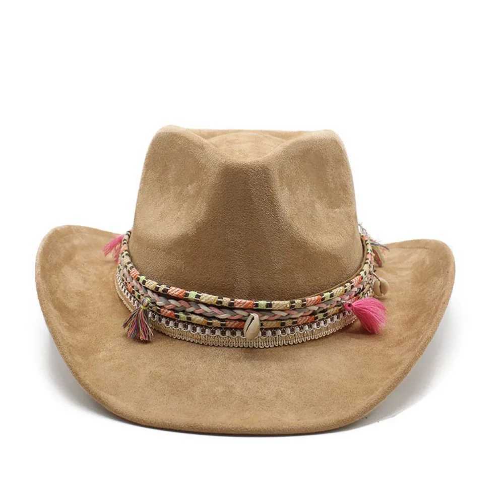 Seasonal denim hat men and women Bohemian style Cs suede 57-58cm braided ponytail tassel decoration 2023 new item W241225