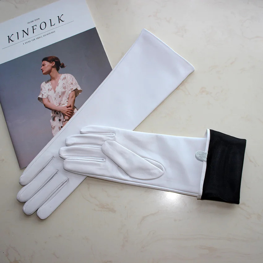 Long Sheepskin Gloves Womens chromatic Leather Touch screen Fashion Versatile Trend Autumn Driving Gloves 241226