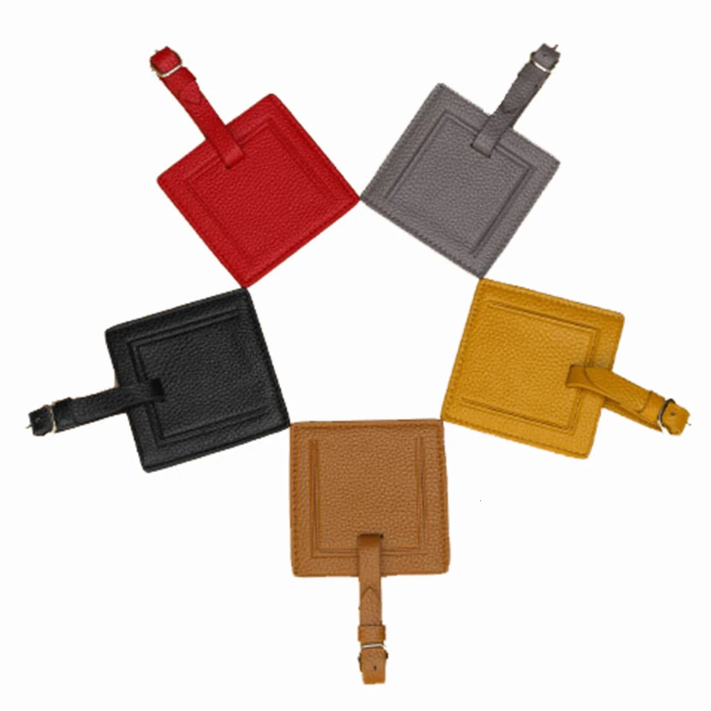 100% Genuine Leather Travel Luggage Tag Letters Cowhide Suitcase Label Tag Baggage Bag Name Address Card Holder 241225