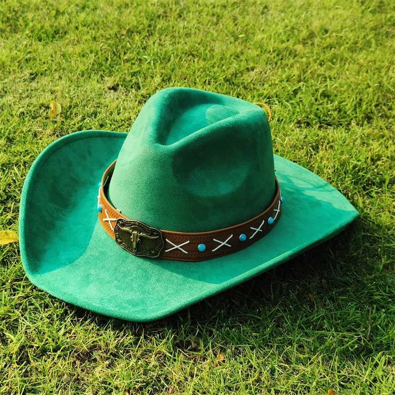 Retro Mens Cowboy Hat Suede Cowboy Hat Mens Jazz Hat Wide Brown Felt Fedora Hat Retro Panama Sombrero Hombre W241225