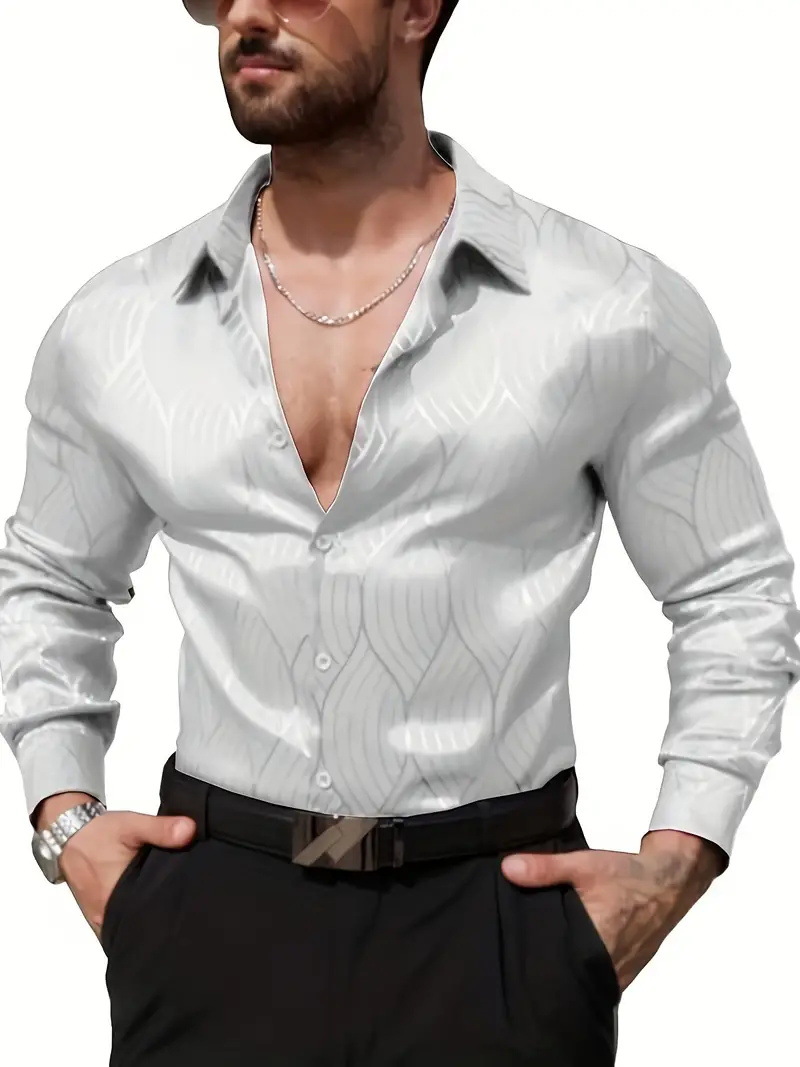 hot sale mens blouse shirts designer polos high quality Luxurious Casual Vintage Printed Long Sleeve Tshirt Party TShirts Dress Male Elegant shirt Top