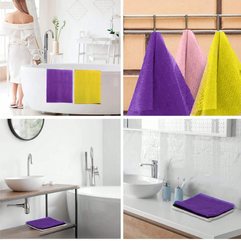6pcs Exfoliating Bath Net Sponge Set Body Scrubber Quick Dry Odorless Shower Exfoliator Durable Bathroom Accessories 241226