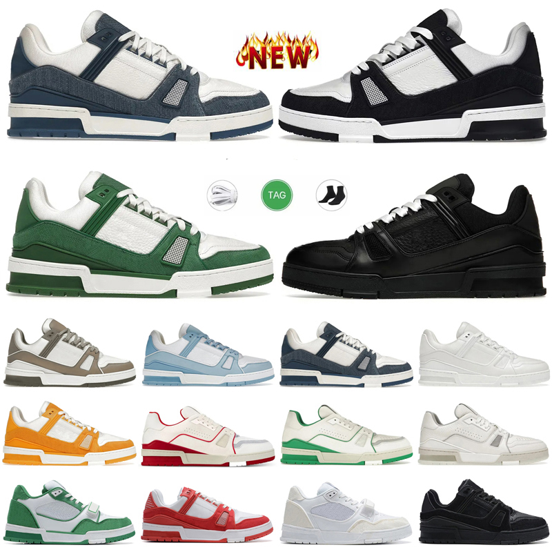 Designer Shoes Mens Trainers Womens Sneakers Low Trainer Denim Black White Blue Navy Red Green Yellow Pink Jogging Walking Luxury Platform Casual Shoes