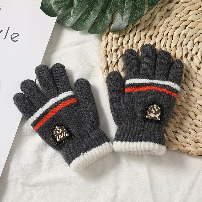 Kids Gloves Winter Full Finger Knitted Soft Children Mittens 612Y Boys Girls Thick Keep Warm Autumn Glove 241225