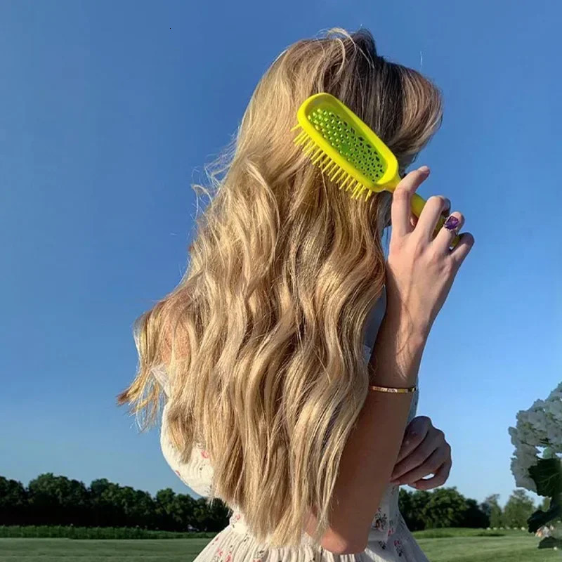 Mesh Hollow Comb with Pvc Box Massage Comb Straight Hair Styling Brush Hairdressing Quick Drying of Hair Blowing Barber Brush 241225