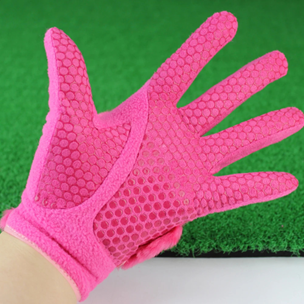 1Pair Fashion Women Winter Warm Gloves Faux Fur Suede Golf Gloves Thick Plus Velvet Anti-slip Female Driving Skiing Gloves 241226