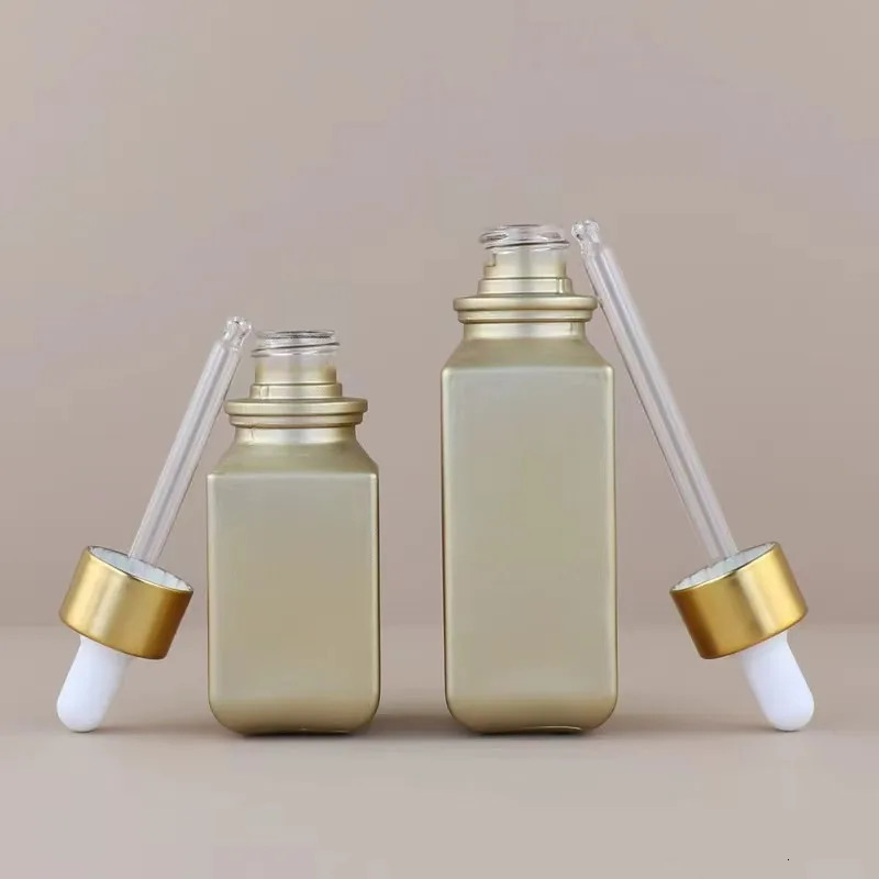 30/50ml Essential Oil Glass Aroma Liquid Matte Gold Drop Empty Dropper Bottles Massage Pipette Bottle Refillable 241225