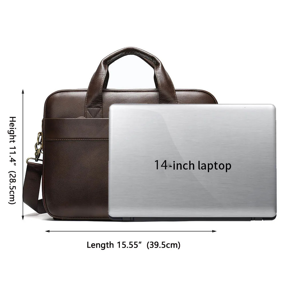 WESTAL Mens Bag Genuine Leather Men Briefcase for Laptop 14 Messenger Mens Leather Bag Business Portfolio for Document A4 7022 241225