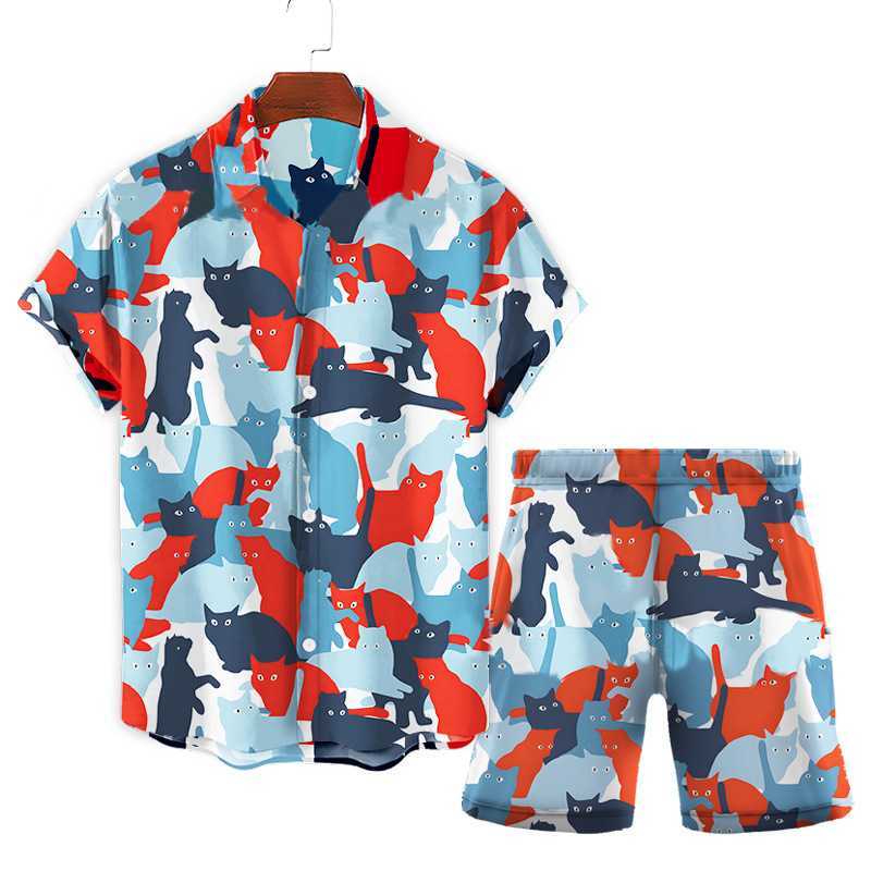 Cartoon dinosaur pajamas spring animal prints casual loose oversized pajamas set mens long sleeved daytime patterned pajamasW240719