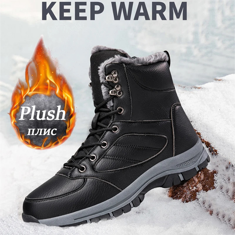 Winter Boots Mens Outdoor Waterproof Warm Boot High Quality Cotton Shoes Men Plush Ankle Nonslip Snow Sneakers 241225