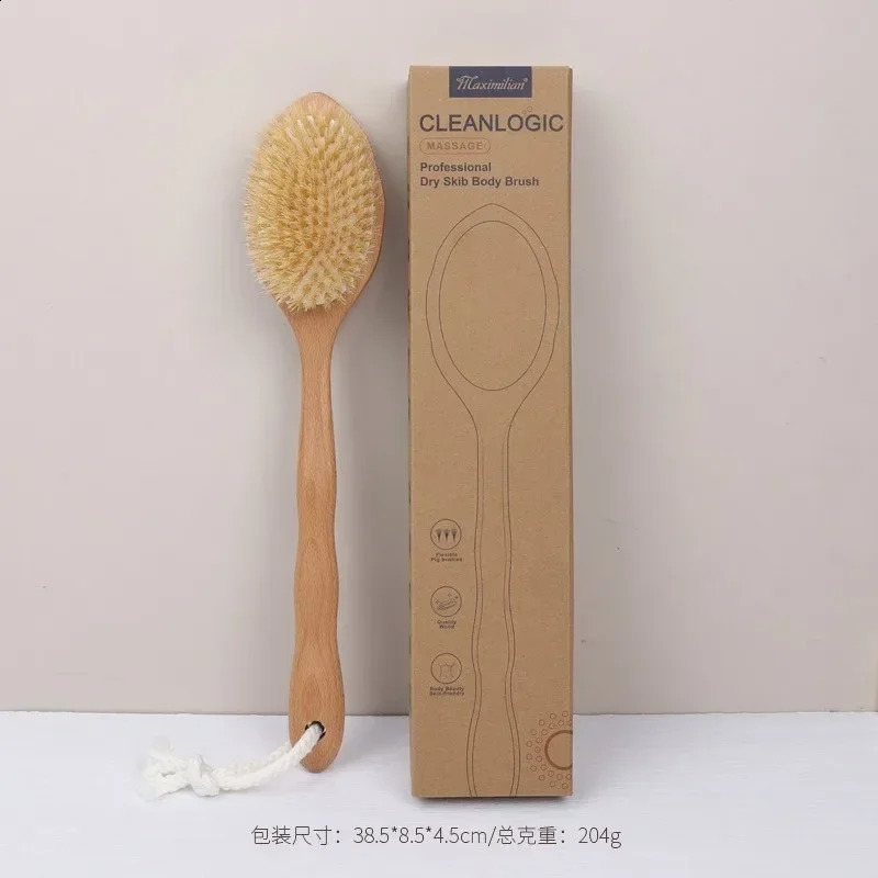 Dry Skin Body Massage Brush Natural Bristle Ebony Dead Skin r Blood Circulation Massage Tool Bath Brush Body Brush 241226