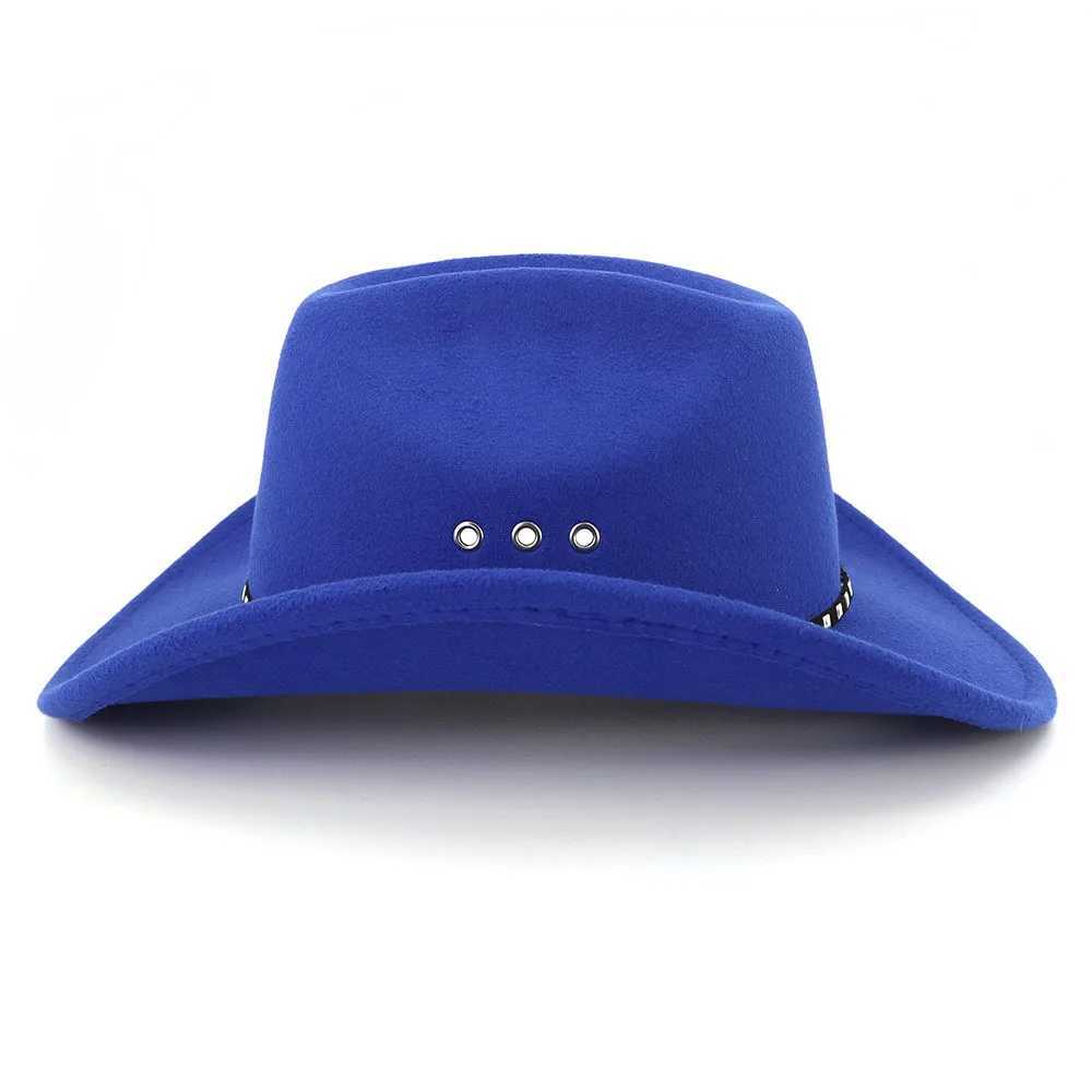 Rivet Western Mens Cowboy Hat Retro Charm Cowboy Girl Church Jazz Felt Cs Sombrero Hombre Gentleman Top Hat W241225
