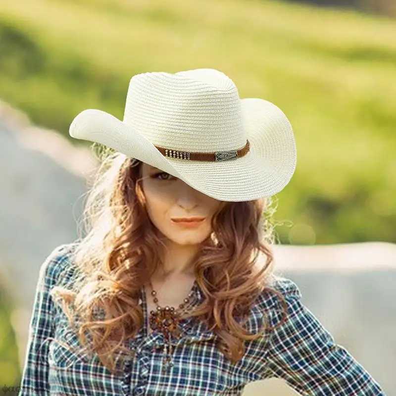 Classic Str Hat Mens Retro Womens Cowboy Riding Hat Adjustable Neutral Wide Brim Hat Simple Cool Cowboy W241225