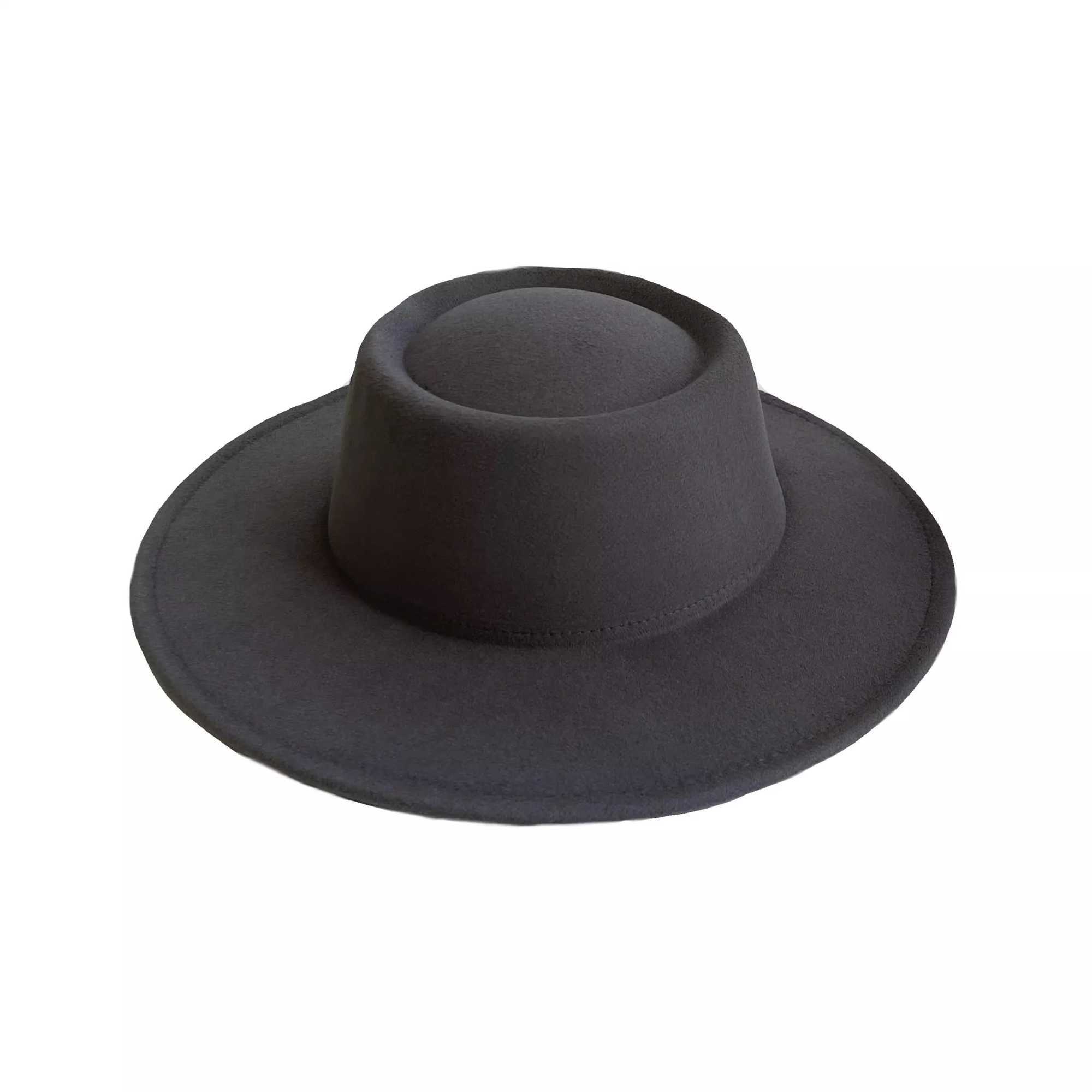 Big brown soft hat winter flat brown flat top jazz hat solid color single-sided neutral jazz hat W241225