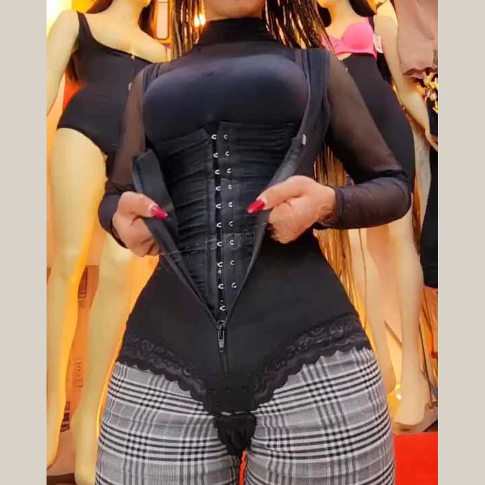 Fajas Colombianas Womens Compression Waist Trainer Body Shaper Slimming Butt Lifter Tummy Control Open Bust Shapewear 241225