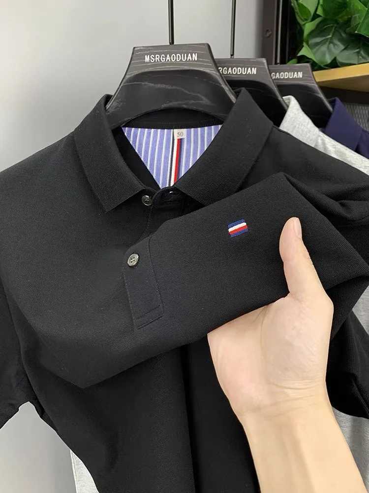 New Embroidered Mens Pure Cotton Popsicle Cotton Hot Selling Polo Shirt Summer New Business Casual Breathable Mens Polo ShirtXJ241225